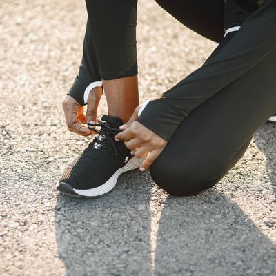 Close up of sports shoes ready for a workout