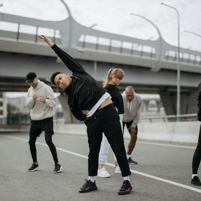 Man stretching his back during a morning exercise session